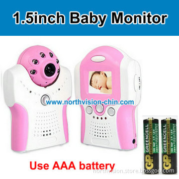 1.5 Inch 2.4G Baby Monitor, 6PCS Infrared LED for Nightvision, TV out, Can Be Used AAA Battery